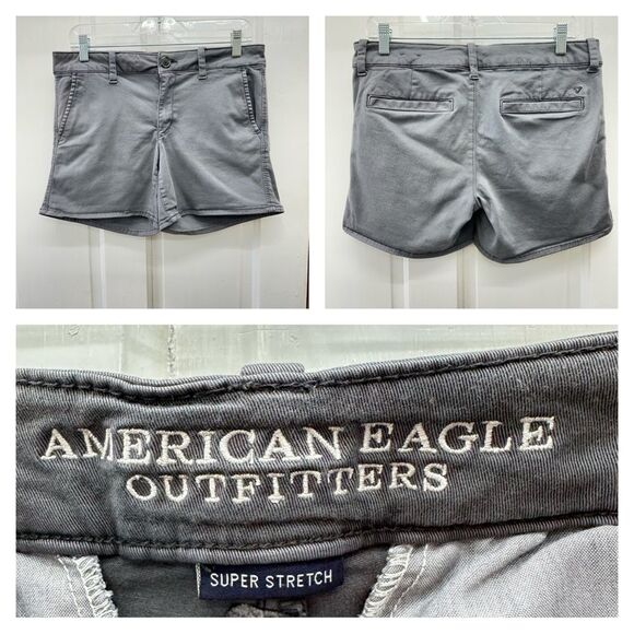 American Eagle Midi super stretch grey shorts women's 10 - Picture 1 of 7